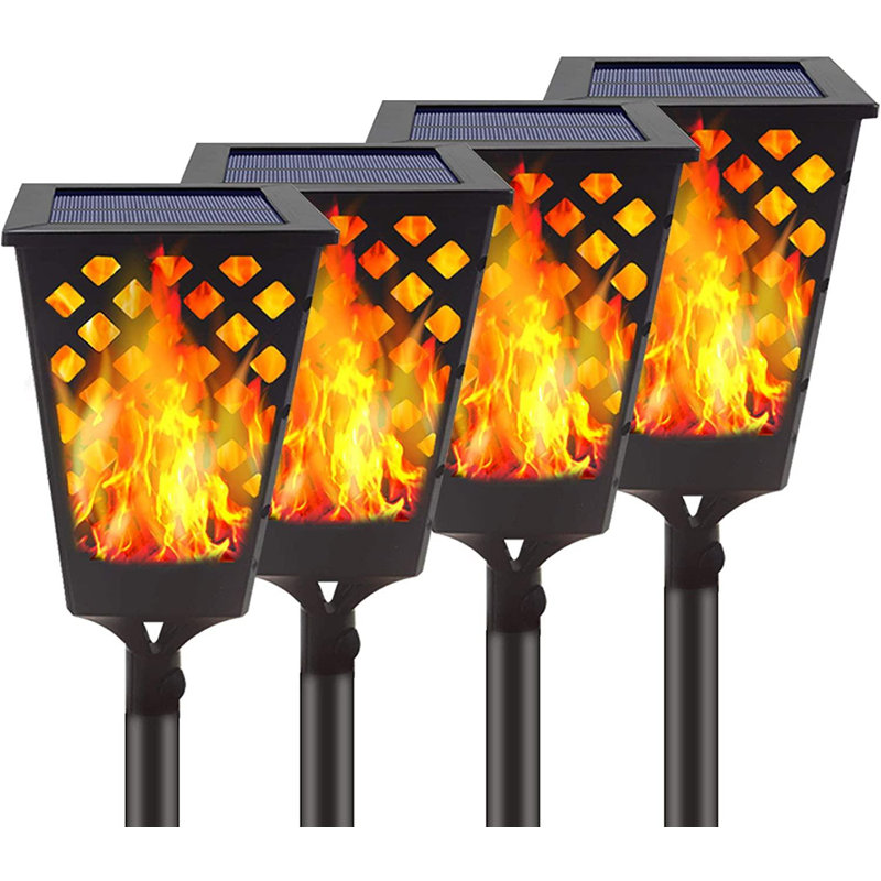 MingshanAncient 4PK 31" 51Leds Solar Torch Lights Outdoor, Tiki Torches